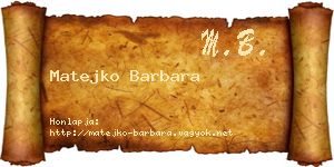 Matejko Barbara névjegykártya